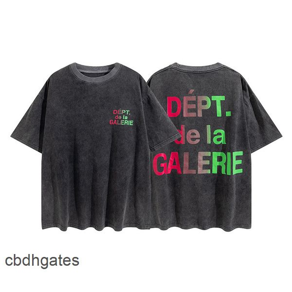 

los dept galleryes color t star's same shirts letter mens printing designer washed fashion short sleeve, White;black