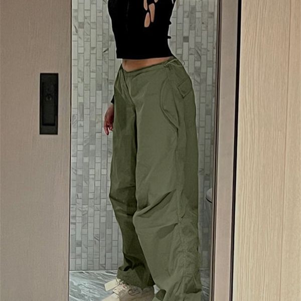 

women's pants capris women casual baggy wide leg sweatpants fashion vintage chic solid drawstring trousers y2k loose streetwear joggers, Black;white