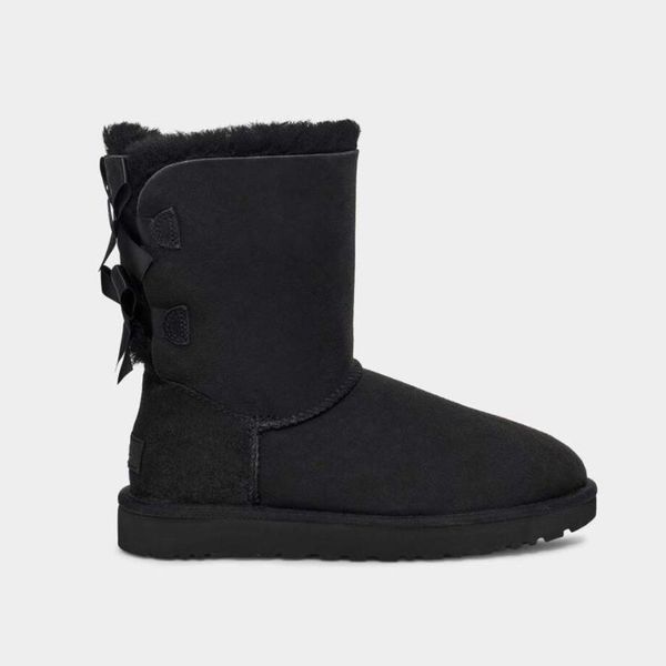 

designer australia snow boots winter ankle classic mini booties men fur shoes real leather flat heels cowboy martin boot shoes size 43, Black
