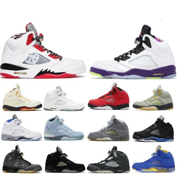 

2022 sandals 5 v men basketball shoes 5s raging red stealth fire what the white cement metallic yz3, Black