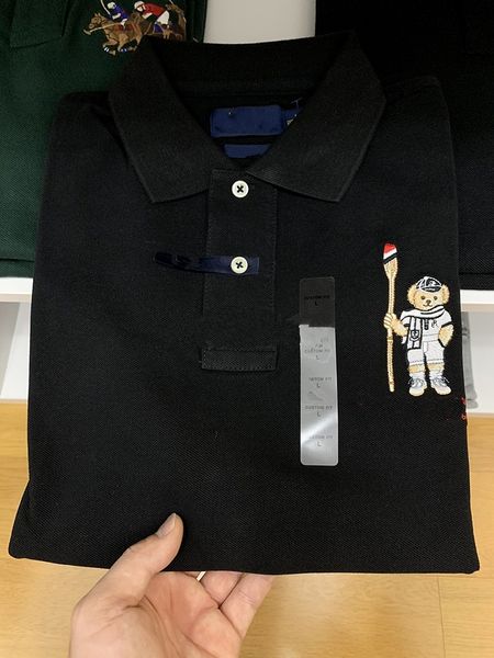 

poloo sweater disenador polos hombres solapa bordado manga corta verano 2023 nueva gama alta moda casual 100% algodon s-2xl, White;black