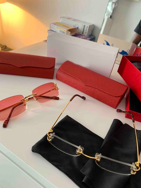 

Designer Sunglasses for Woman Half Frame Sheet Spring Temples Europe and America Square Women Gold Clear Lens Men Sun glasses Sunshade Eyeglasses Lunettes