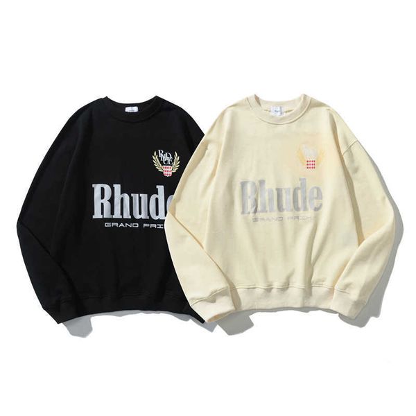 

mens and womens hoodie rhudessweatshirt autumn designer hoodies pullover sweatshirts grand prix autumn fashion ear print cotton thin long, Black