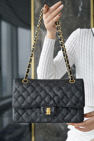 

7a women bag single shoulder bag rhomb cf clamshell design chain bag large capacity imported suskin fashion metal logo designer