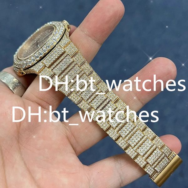 

moissanite mosang stone diamond watches customization can pass the test of mens automatic mechanical movement waterproof watch c7 ss4, Slivery;brown