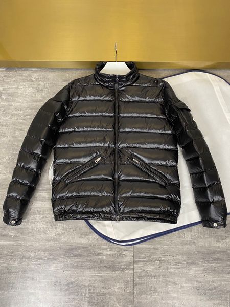 

r men's down parkas 2 colors arm stand collar mens down jacket slant pocket with zipper mor jackets size 1--5 keep warm, Black
