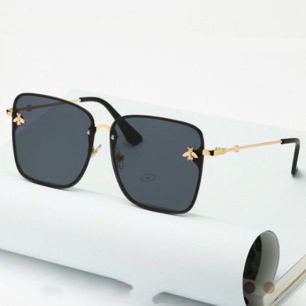 2022 sunglasses little bee contact oversized size frame multiple color resin lenses optional womens driving fashion casual beach square fish, White;black