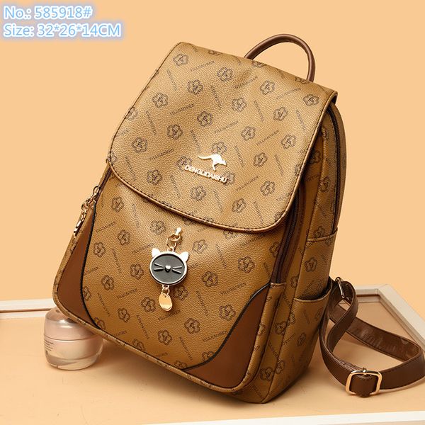 

Factory sales ladies brand shoulder bag 4 colors outdoor travel leisure leather backpack simple flip fashion handbag trend printed messenger bags 585918, Multi