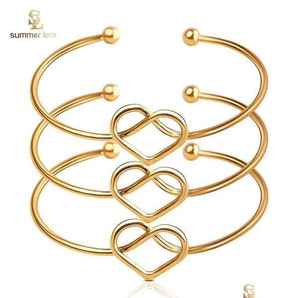 

bangle gold heart open bangle bracelet for women adjustable size cuff fashion jewelry wholesale drop delivery 2021 bracelets vipjewel dhy28, Black