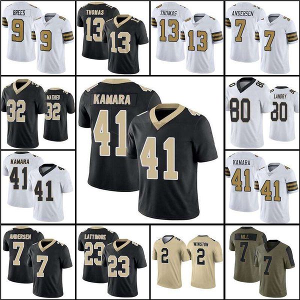 

jersey new orleans''saints''80 jarvis landry 41 alvin kamara football saintes 7 taysom hill 9 drew brees 2 jameis winsto, Black;red