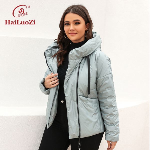 

women s plus size outerwear coats hailuozi women jacket spring windproof coat short fashion slanted placket quality female casual parka 7088, Black