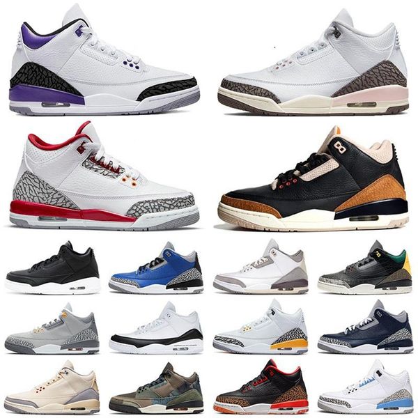 

selling 3 high basketball shoes jumpman 3s mens sneakers midnight navy cardinal red dark iris pine green pure white women trainers sports yz, Black