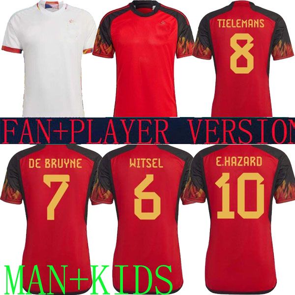 

2022 belgium soccer jersey fans player courtois hazard lukaku tielemans 22 23 michy batshuayi kevin de bruyne kompany men kids football shir, Black;yellow