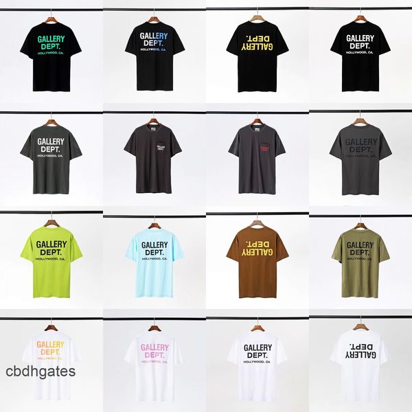 

dept letter mens designer galleryes fashion brand classic t gradient printed shirts short sleeve t-shirt for men women, White;black