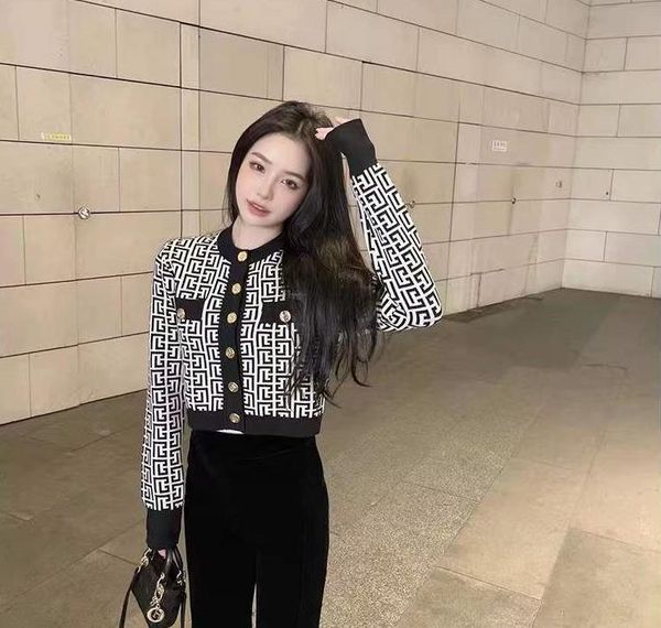 

women's jackets outerwear coats elegant occasions vintage new girl party highquality shoulder pads knitted cardigan female chic casual, Black;brown