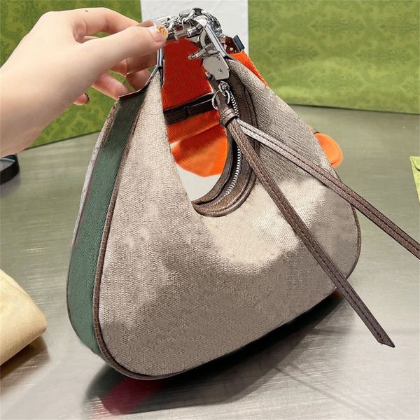 

luxury attache bag designer retro crossbody half moon bags women handbags shoulder bags clutch purse old flower canvas genuine leather adjus