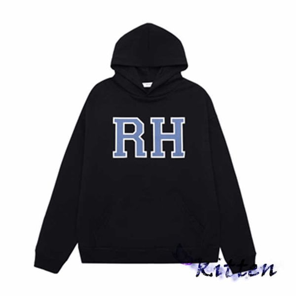 

mens and womens hoodie rhudessweatshirt autumn designer hoodies pullover sweatshirts big letter printing hooded pullover high pure cotton, Black