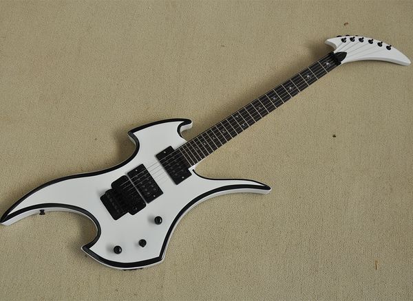 

white unusual electric guitar with floyd rose rosewood fretboard can be customized