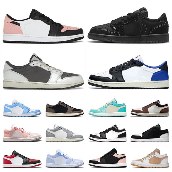 

ts x black phantom basketball shoes jumpman 1 1s low men women designer fragment reverse mocha mochas bleached coral sports sneakers trainer