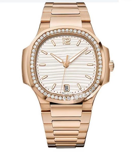 

sports elegant series 7118 mechanical watch style 40mm japanese prototype 8215 movement automatic winding drill ring rose gold case nautilus, Slivery;brown