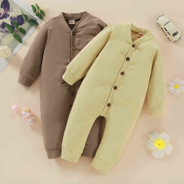 

rompers 024m newborn child baby boys girls clothes autumn solid romper casual cotton jumpsuit long sleeve winter fall baby outfit j220922, Blue
