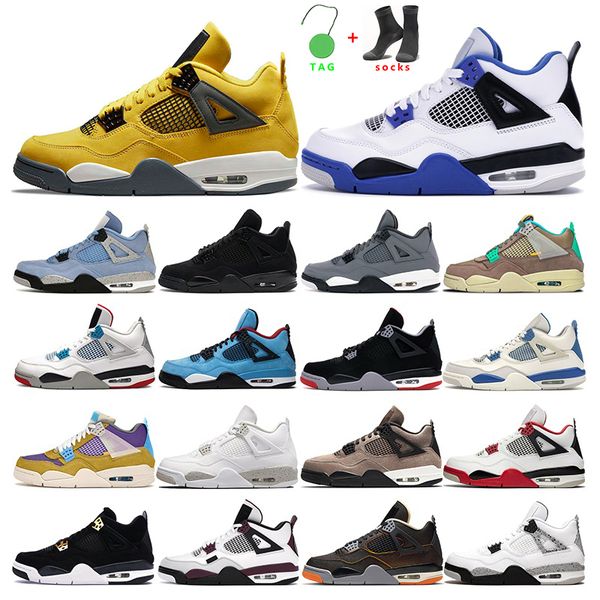 

basketball shoes mens trainers sports sneakers university blue sail lightning white oreo black cat fire red 2022 men 4s women taupe haze man