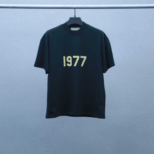 

t shirts mens fogss casual fashion 1977 flocking short sleeve men oversized cotton comfortable sports high street hip hop polos shirts, White;black