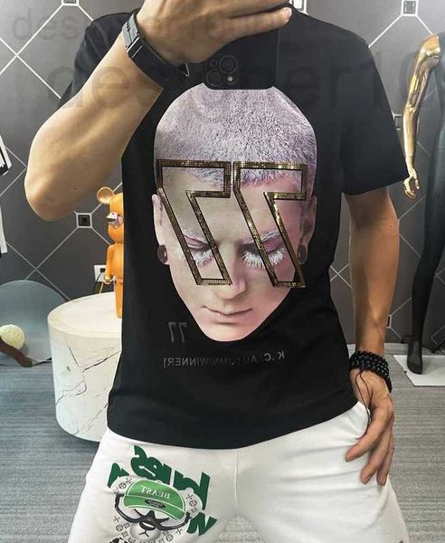 

men's t-shirts designer mercerized cotton short sleeved t-shirt european fashion large men's clothes my drill half sleeve shirt lw, White;black