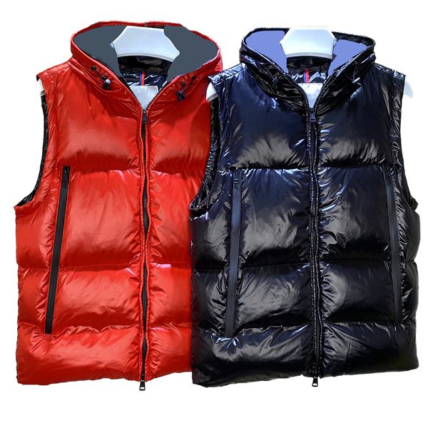 

designer mens vests women's letter hooded down vest warm jacket fashion casual short outer winter sleeveless top, Black;white