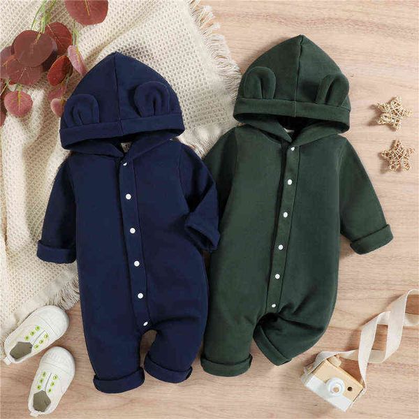 

rompers newborn baby autumn spring cotton soft boys costume girls clothes solid color overall jumpsuits j220922, Blue