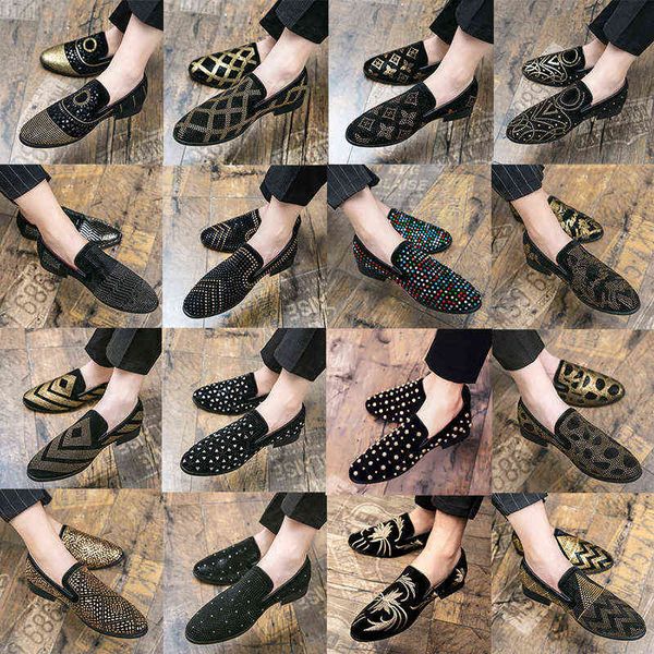 

dress shoes mm rhinestone luxury brand male casual comfortable flats men designer dress shoes business formal party wedding footwear shoe pl, Black