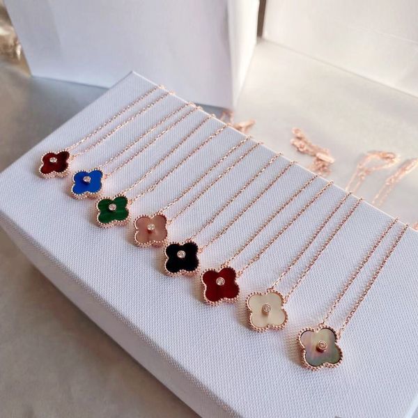 

18k gold 4 leaf grass necklace charming designer womens pendant girls valentines day love gift 316l stainless steel jewelry factory wholesal, Silver