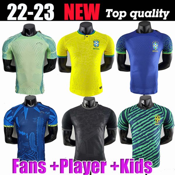 

2022 player brasil soccer jersey camiseta de futbol maillot foot paqueta neres coutinho firmino jesus marcelo pele 21 22 23 brazils football, Black;yellow