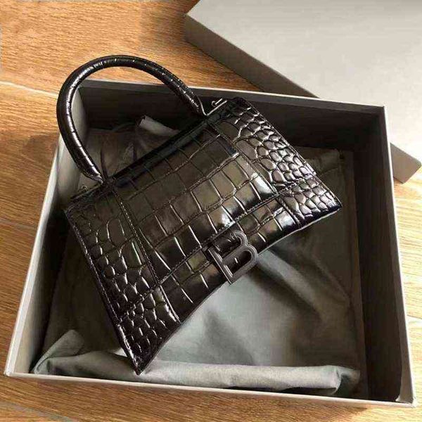 

bags designer fashion bbalencaigass handbags high sense crocodile hourglass home 2022 leather messenger handbag women's
