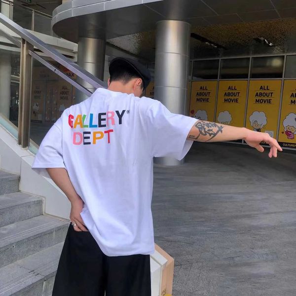 

fashion galleryes casual t shirts niche brand high street loose men's pure cotton versatile women's short sleeve t-shirt, White;black