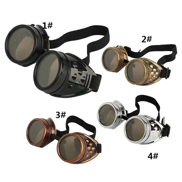 

cyber goggles steampunk sunglasses welding goth cosplay vintage goggles rustic 100pcs, White;black