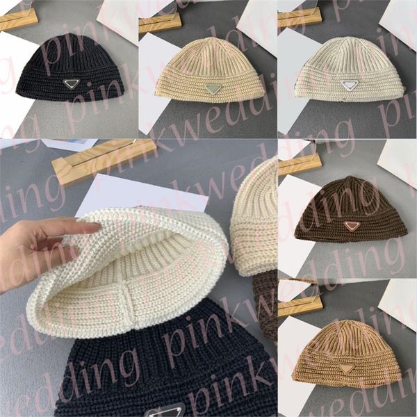 

triangle badge knitted hat thick warm wool hat solid color skull cap women men elastic beanies, Blue;gray