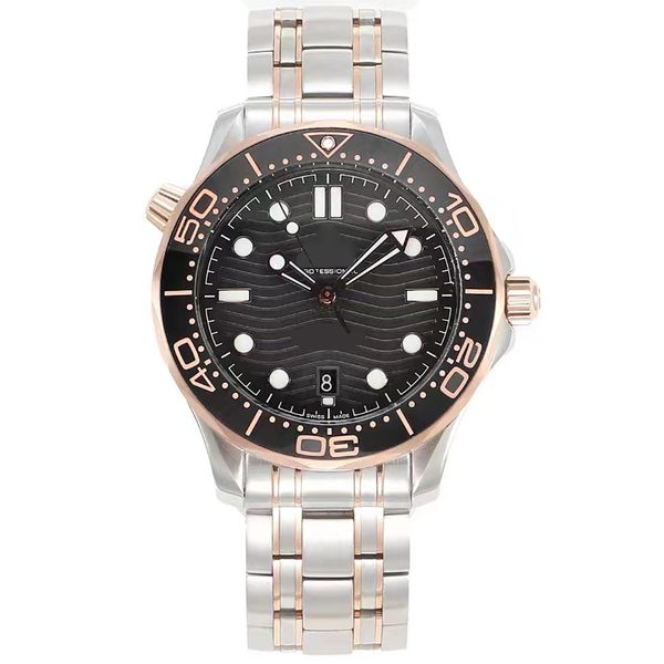 

luxury men sports seahorse 300 movement watch automatic mechanical fashion ceramic diving 300 watch men s luminous ceramic stainless steel w, Slivery;golden