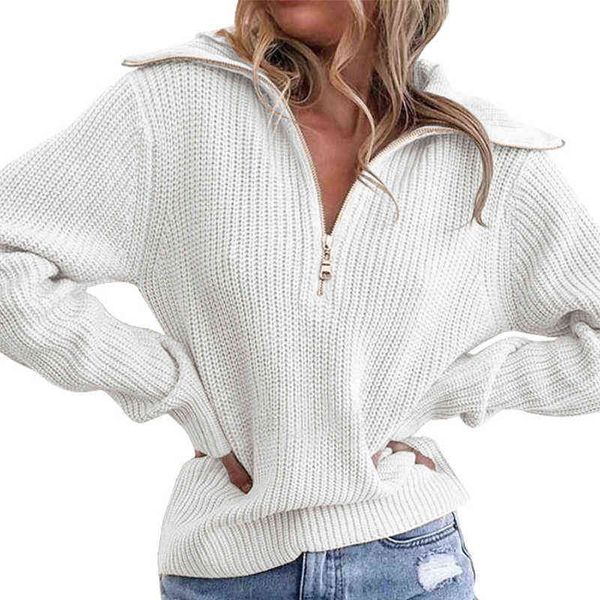 

women's sweaters winter fall fashion zipper solid thin sweaters women with long sleeves oversized female casual high street knitted swe, White;black
