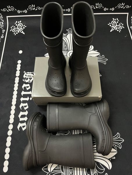 

women designer boot croc boots rain rubber winter rainboots platform ankle slip-on half pink black green outdoor luxury size 35-42