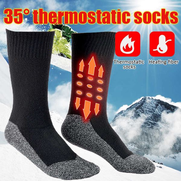 

men's socks self heating 35 constant temperature heat compression outdoor sports winter stockings y2209, Black