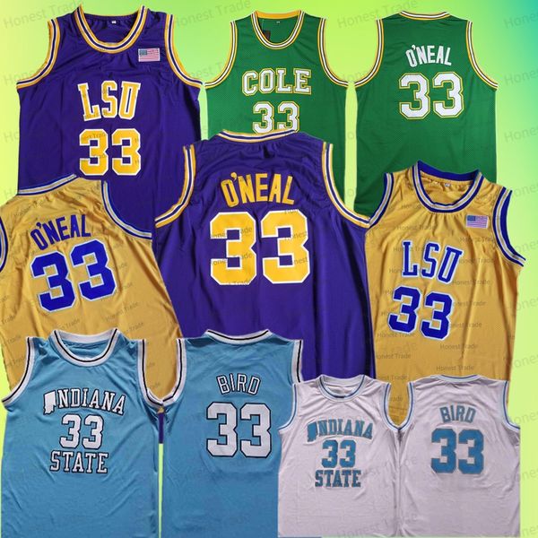 

ncaa indiana state sycamores 33 larry basketball lsu tigers 33 shaquille jersey neal college bird men jerseys outdoor wears, Black