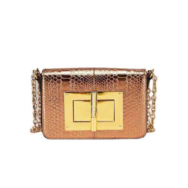 

women's designer leather bag fashion snake golden cow tf diagonal cross small square