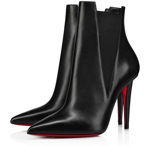 

winter brand astribooty ankle boot women chelsea boots v-shaped neckline pointed toe lady high heels bridal wedding fashion booties eu35-43, Black