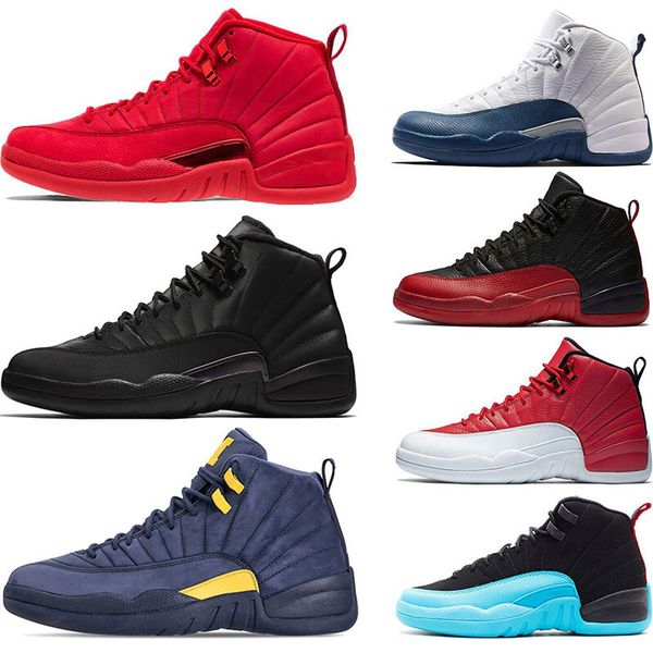 

2022 basketball shoe winterized wntr gym red michigan bordeaux 12 white black the master flu game taxi men sports sneaker trainers size 7-13
