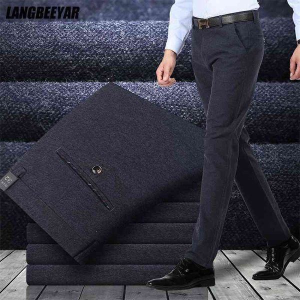 

brushed winter new brand fashion korean comfortable long casual pants men business trousers mens clothes 2022 big s, White;black