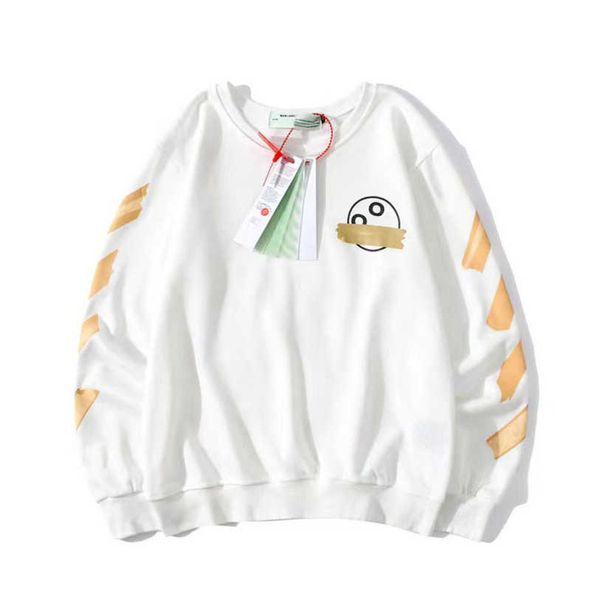 

men's luxury classic sweatshirts brand offs pullover shirts men arrow cross letter print hoodies fashion designer women o-neck sweater, Black