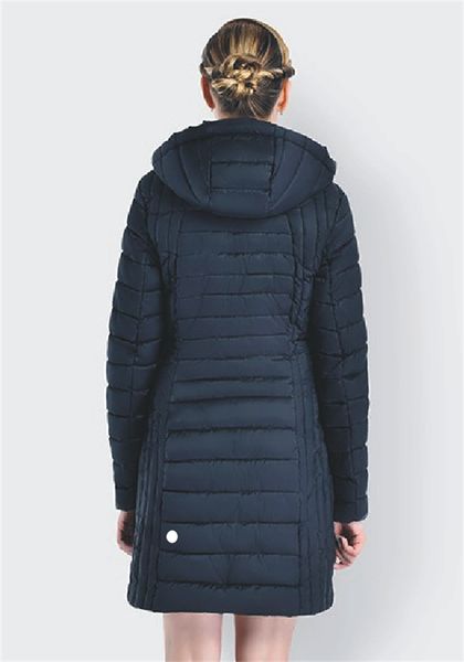 

ll women's yoga cotton down hooded jacket outfit solid color puffer coat sports long style winter outwear keep warm