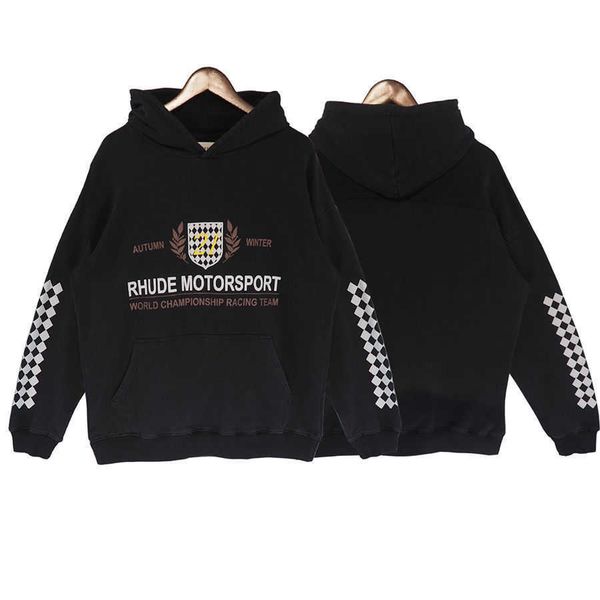 

hoody mens women rhudes designers essentials hoodies fashion high fashion motorsport lettering hoodie luxury loose casual sweater, Black