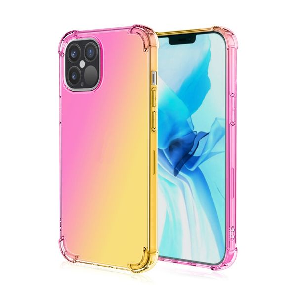 

rainbow graduated color tpu cellphone cases for iphone 15 14 13 12 pro max 11 series four corners airbag drop resistance anti-shock phone pr